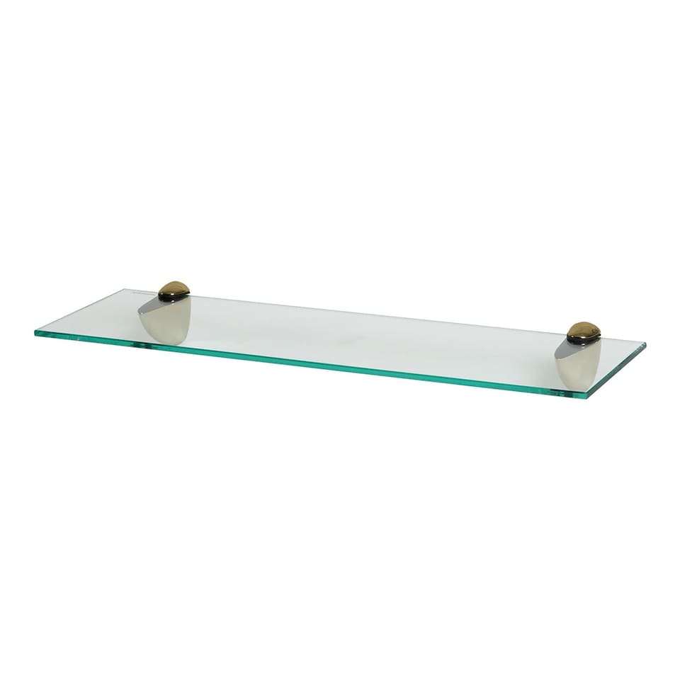 image 1 of Harbour Housewares Floating Glass Bathroom Shelf - 60cm - Clear/Gold | Clear | Clear/Gold