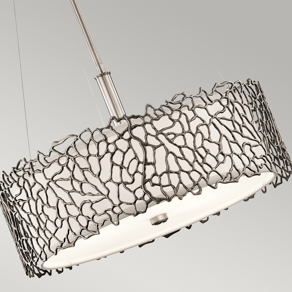 image 1 of Silver Coral 3 Light Ceiling Duo-Mount Pendant Classic Pewter, E27
