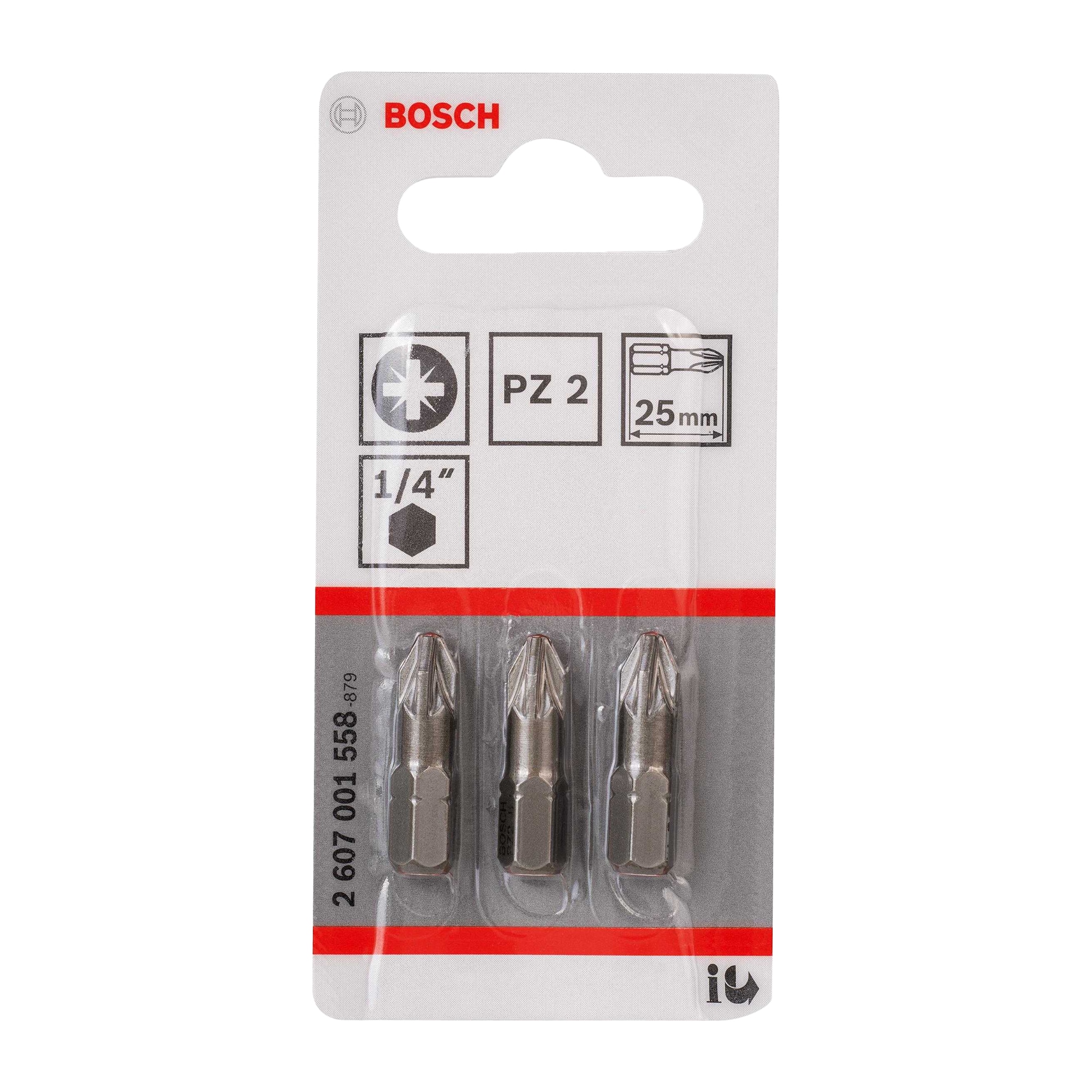 Bosch PZ2 Extra Hard Pozi Screwdriver Bit (Pack of 3) Silver Silver One Size 1