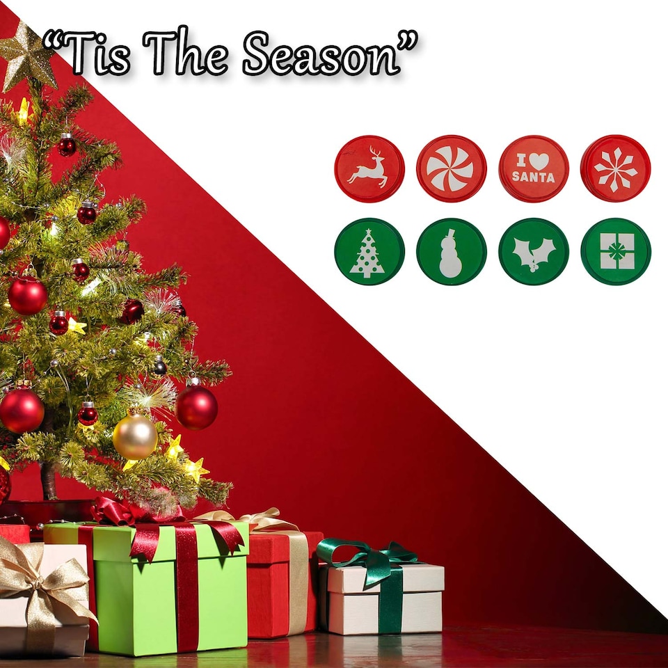 image 1 of vfm-estore Christmas Stamps Set of 8 - 18.4 x 12.1 x 2.9 cm