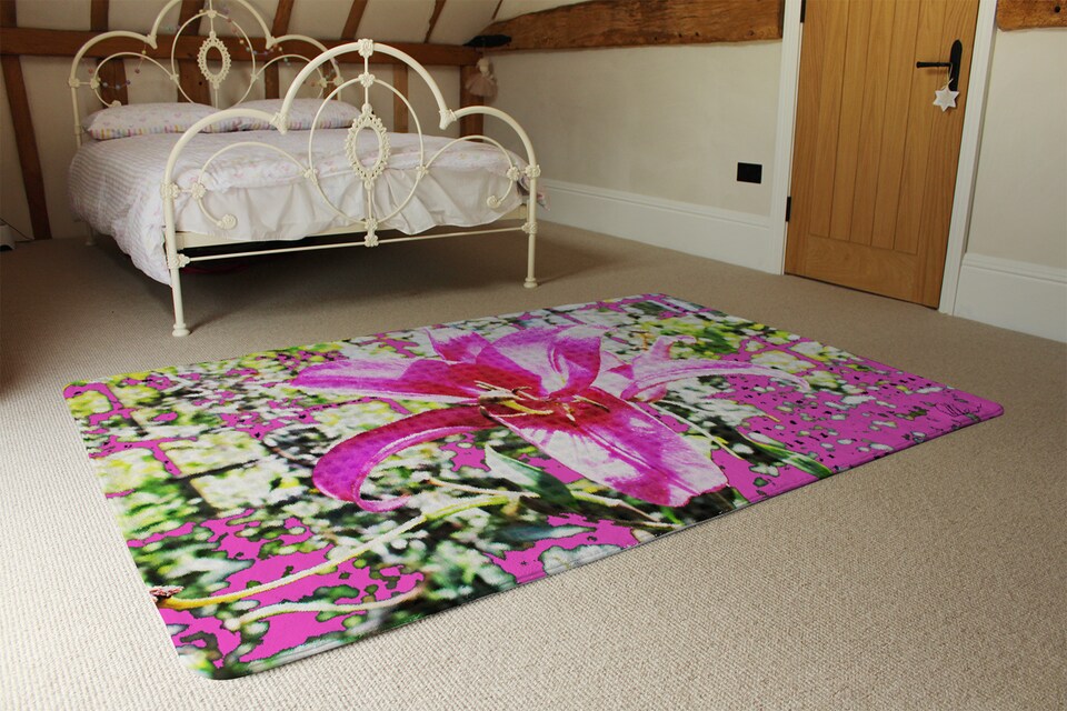 image 1 of Pink Flower Rug | Multi