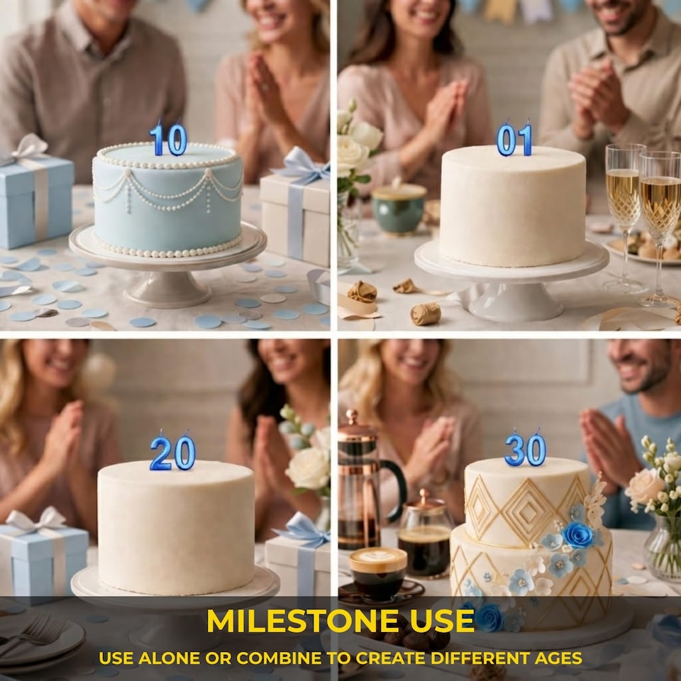 image 1 of Blue 0 Number Candle Birthday Anniversary Party Cake Decorations Topper | Blue