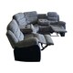 image 3 of Roma 5 Seater Leather Recliner Corner Sofa Set Multi | Grey Jumbo Cord & Black Aire Leather Trim
