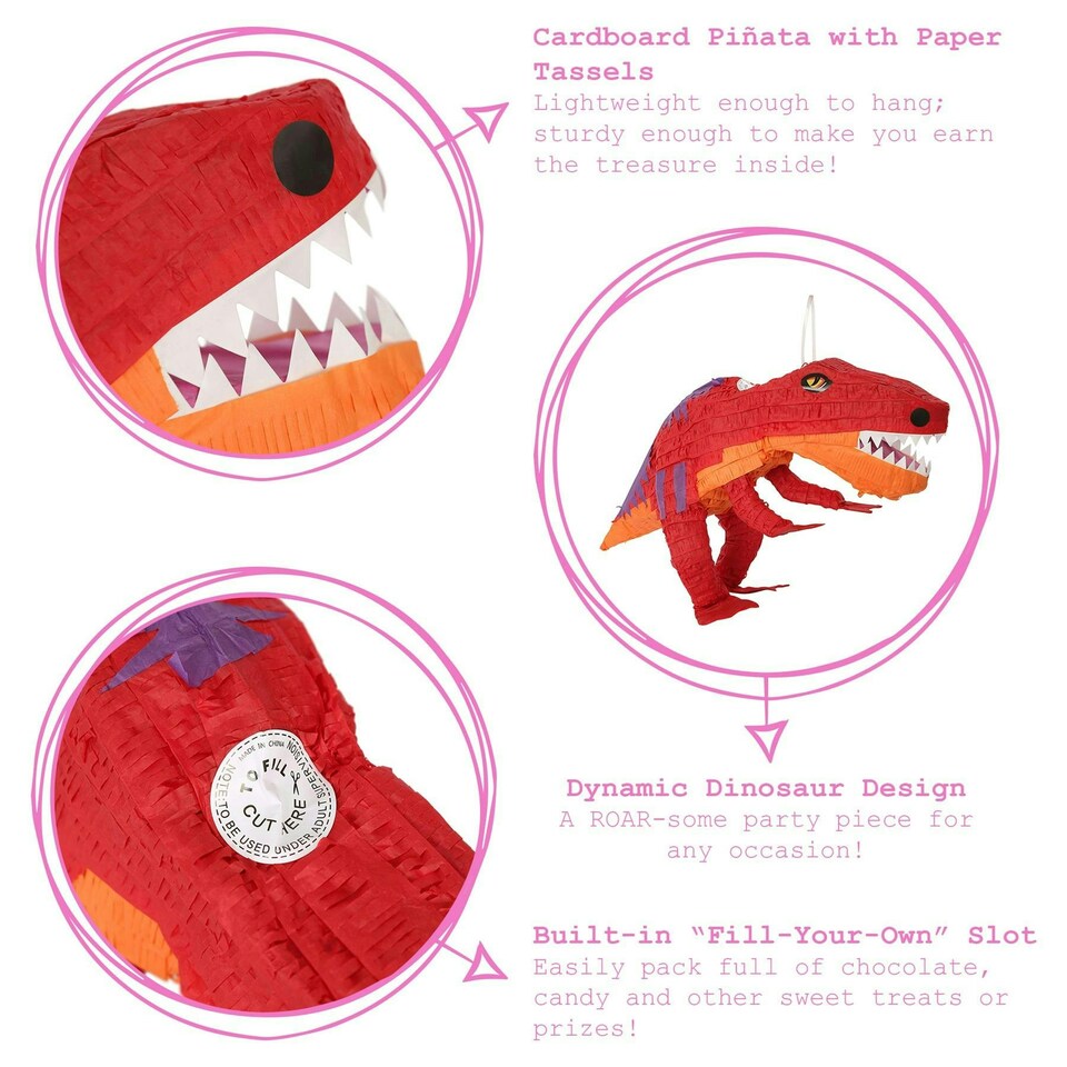image 1 of Fax Potato T-Rex Pinata & Blindfold Set - Red