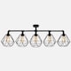 image 3 of ValueLights Luiggi 5 Way Black Ceiling Bar Diablo Black Wire Shades and Bulbs