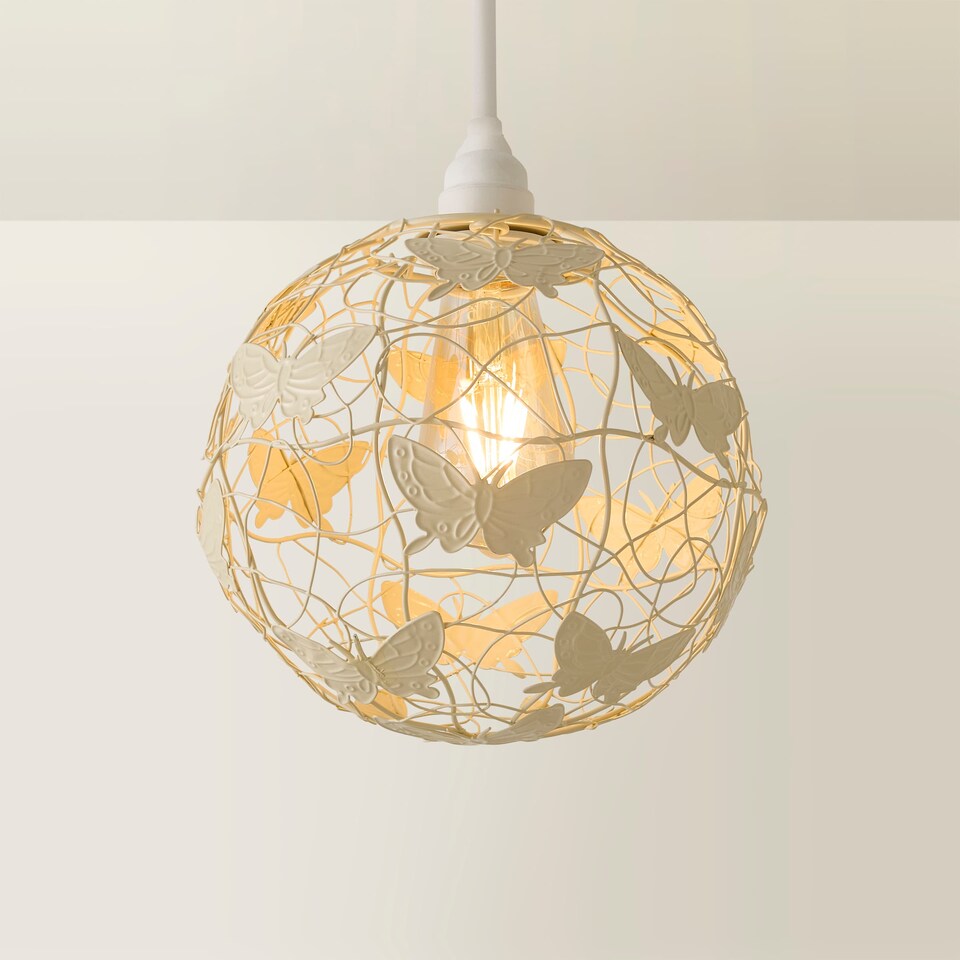 image 1 of ValueLights Modern Cream Butterfly Wire Frame Globe Ceiling Pendant Light Shade