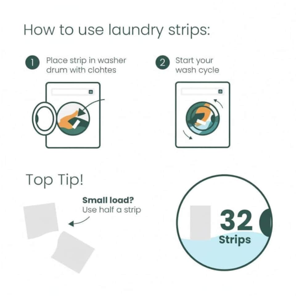 image 1 of EcoVibe Dissolvable Laundry Detergent Strips (32 Loads, Fresh Linen Scent)