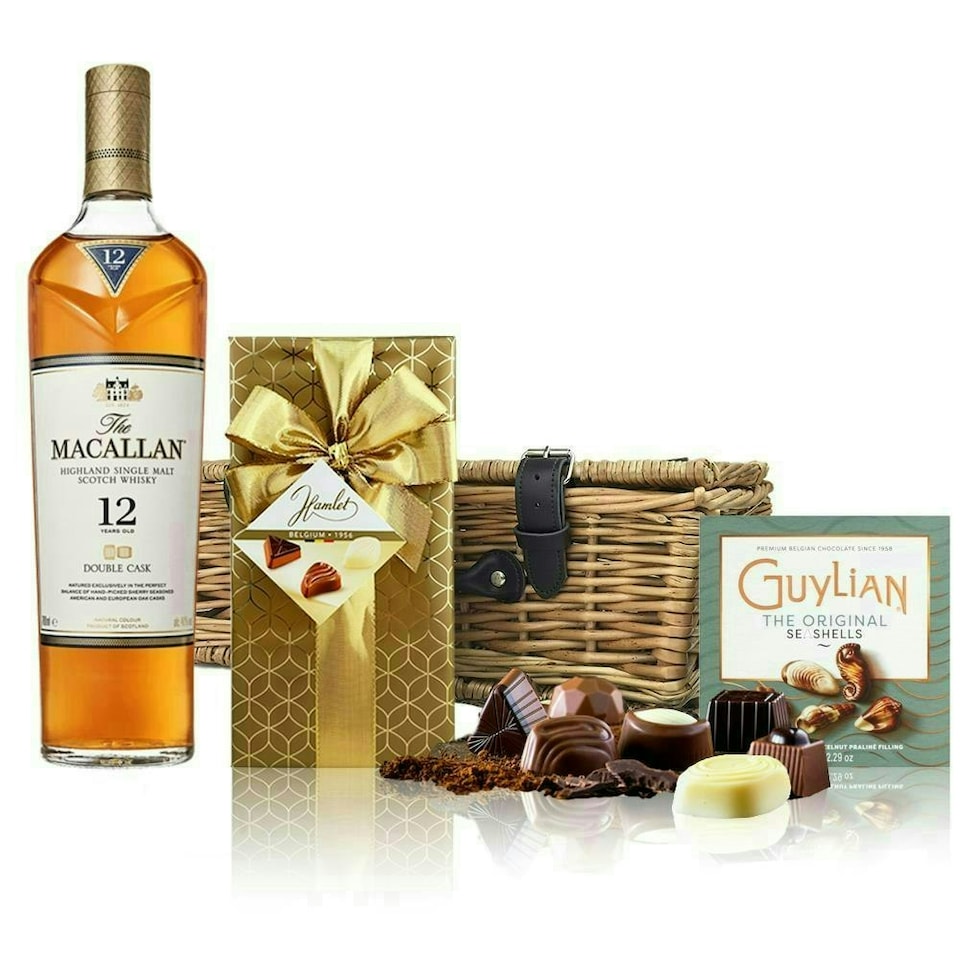 Macallan 12 Year Old Double Cask Single Malt Whisky and Chocolates Hamper 70cl 40% abv
