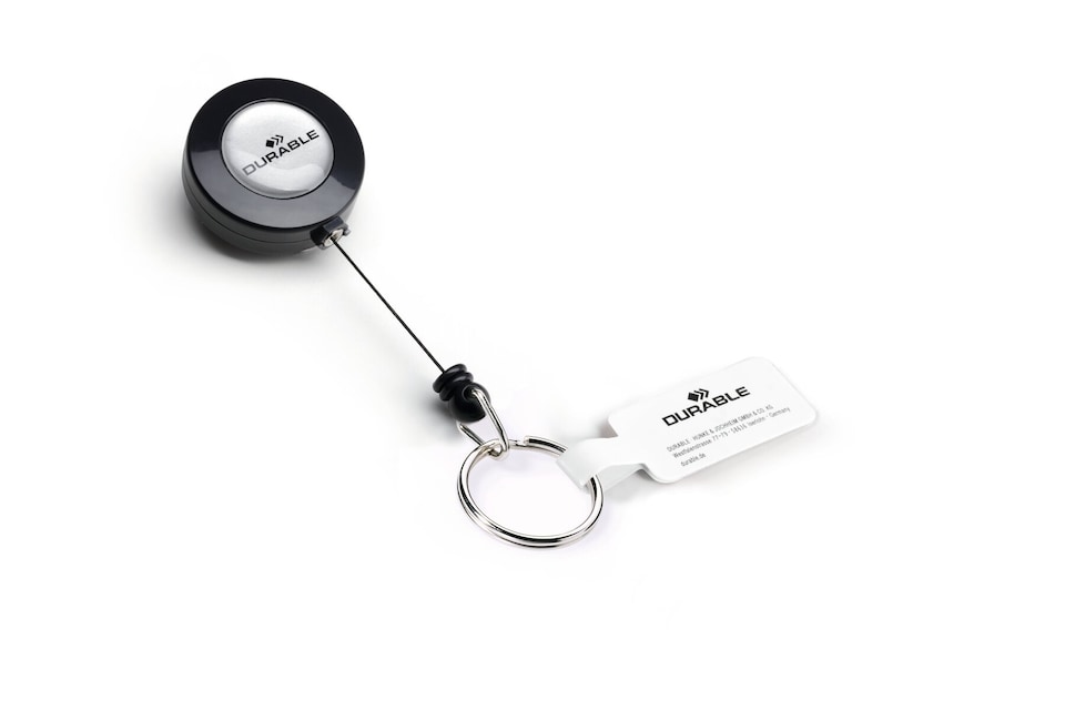 image 1 of Durable Secure Retractable Keyring Badge Reel for IDs & Keys | 10 Pack | Black