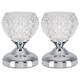 image 1 of ValueLights Pair Of Modern Silver Chrome And Decorative Glass Bedside Touch Table Lamps | Chrome