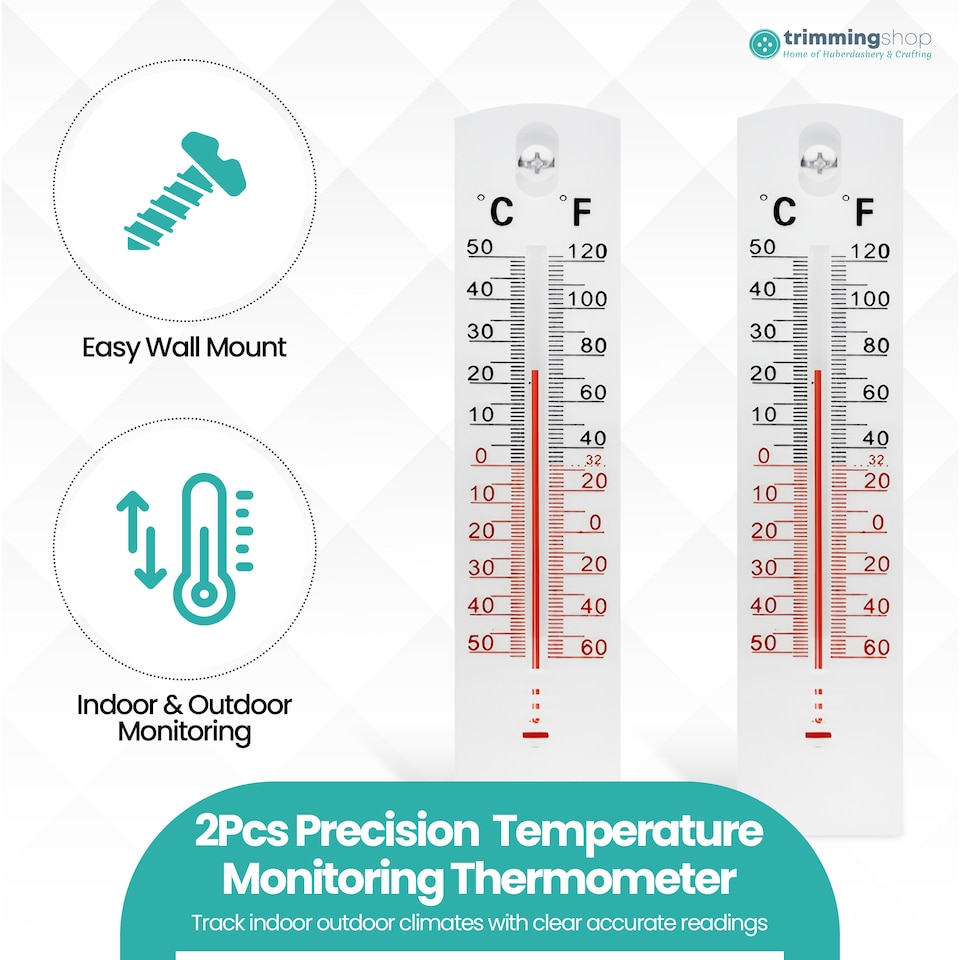 image 1 of Wall Thermometer, Room Thermometer, Indoor Outdoor Thermometer - 2pcs