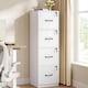 image 3 of Home Office File Cabinet with 4 Lockable Drawers, Printer Stand and Hanging File Storage, Cloud White