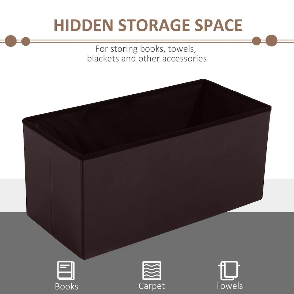 image 1 of HOMCOM Storage Ottoman Tool Box Faux Leather Folding Bench Foot Rest, Brown