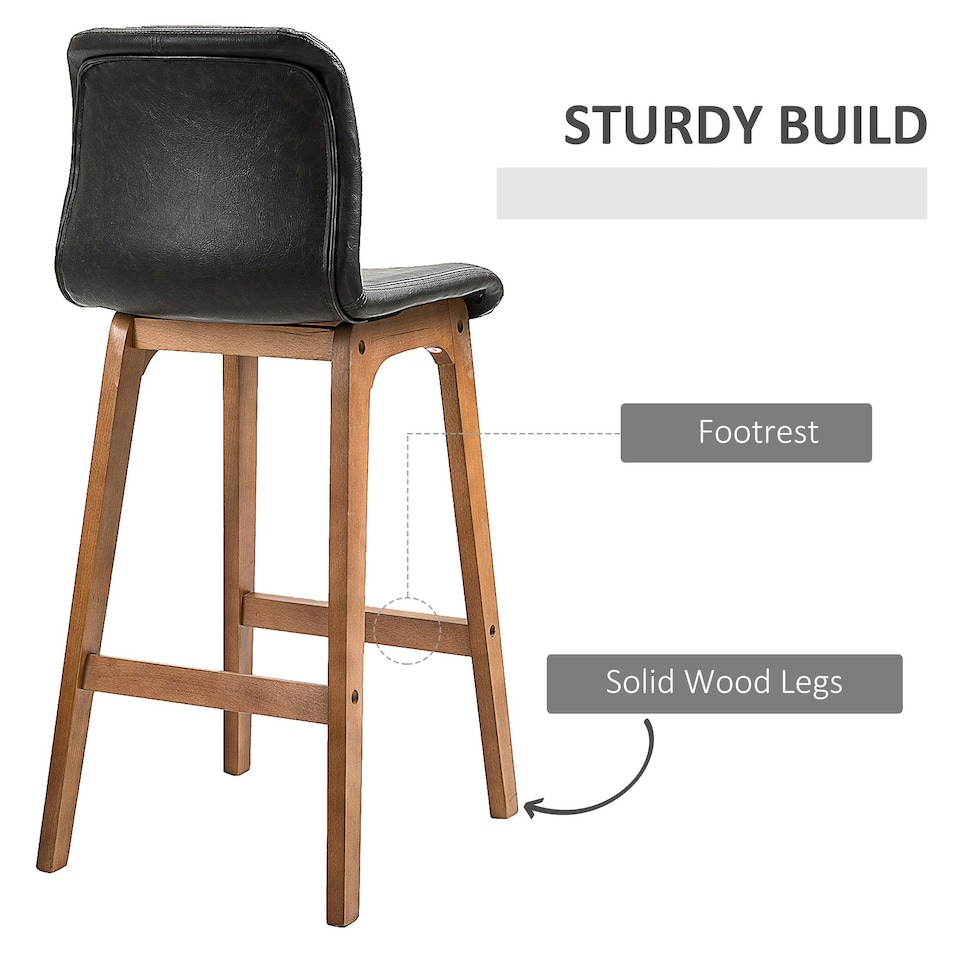 image 1 of HOMCOM Modern Wood Bar Chairs Kitchen Cafe Stools Dining Barstool Brown