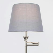 ValueLights Adjustable Swing Arm Floor Lamp In Brushed Chrome Finish With Grey Light Shade Grey