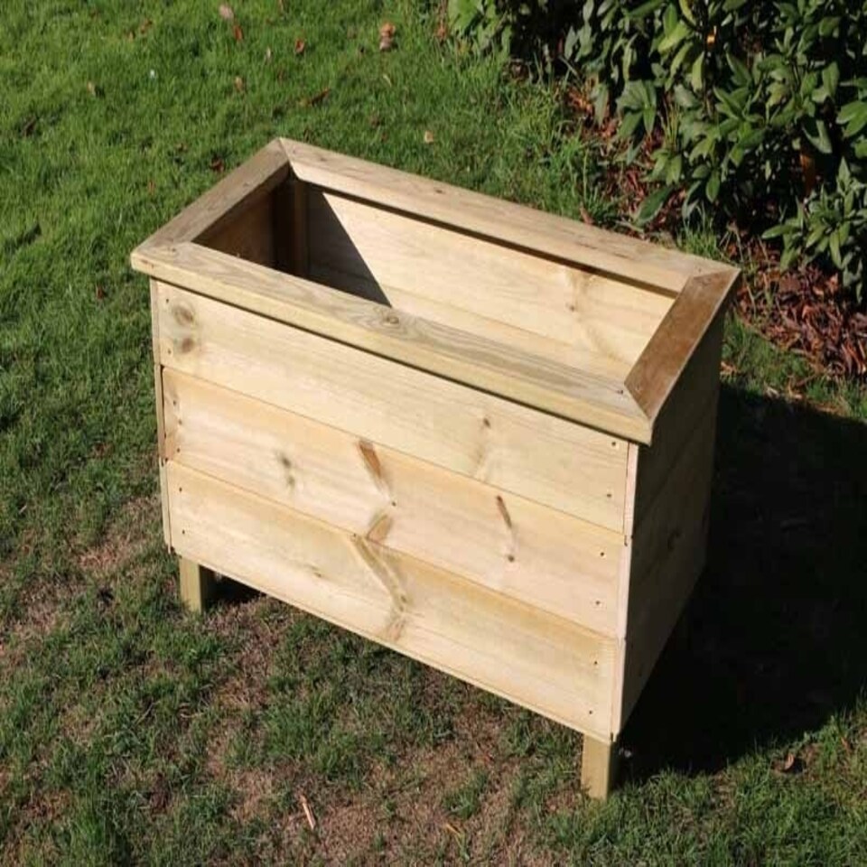image 1 of Trough Planters, Wooden Garden Pot/Tub for Plants - L40 x W80 x H40 cm - Fully Assembled Brown
