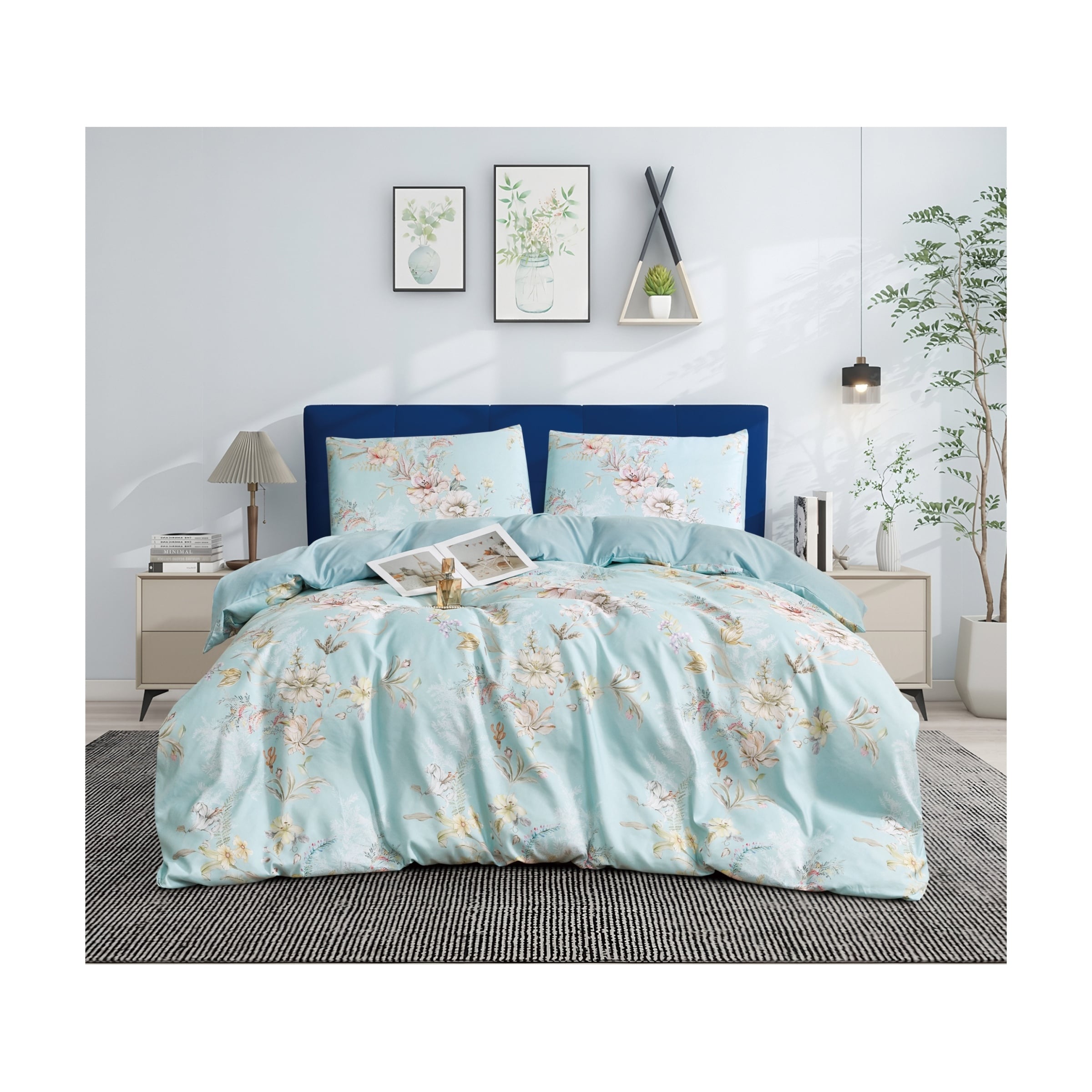 Ezysleep Savannah Luxury Floral Printed Duvet Set Soft Easycare Bedding | Blue