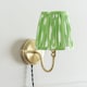 image 4 of ValueLights Neely Plug Antique Brass Wall Light Green Pleat Shade | Green