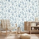 image 2 of Fine Decor Eleanor Floral Wallpaper - Blue - 10m x 53cm | Blue