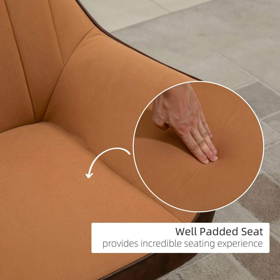 image 1 of HOMCOM Accent Chairs Velvet Armchairs for Living Room and Bedroom Light Brown