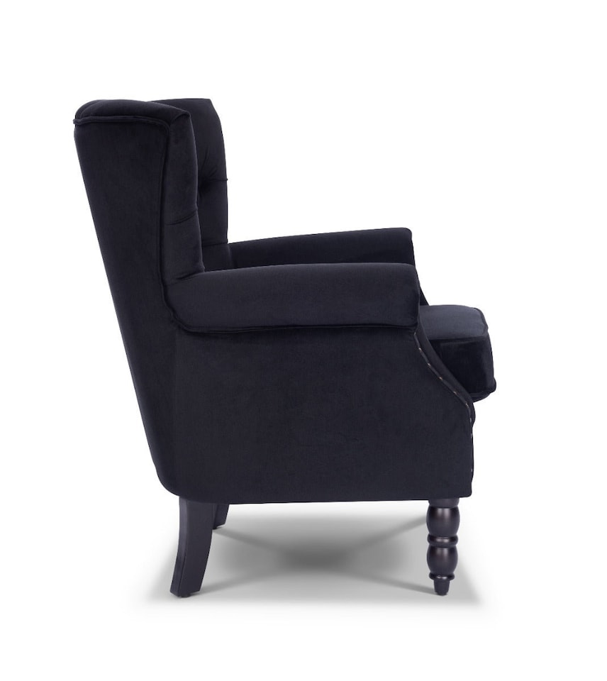 image 1 of Velvet Black Liana Accent Wingback Chair