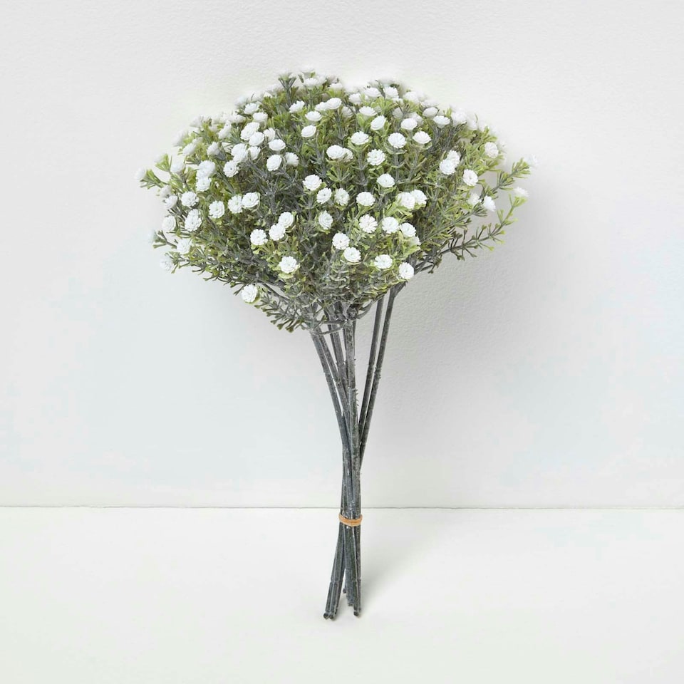 image 1 of Homescapes Artificial Flower White Baby's Breath Bouquet, 32 cm