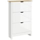 image 1 of HOMCOM 18-Shoe Storage Cabinet 6 Shelves 3 Drawers Tabletop High Gloss White | White | Oak | 1