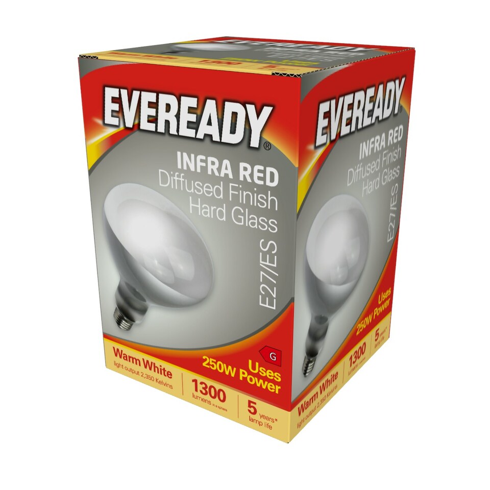 image 1 of Eveready Infra-Red Heater Lamp Bulb E27 1300lm 250W 2700K - Pack of 1