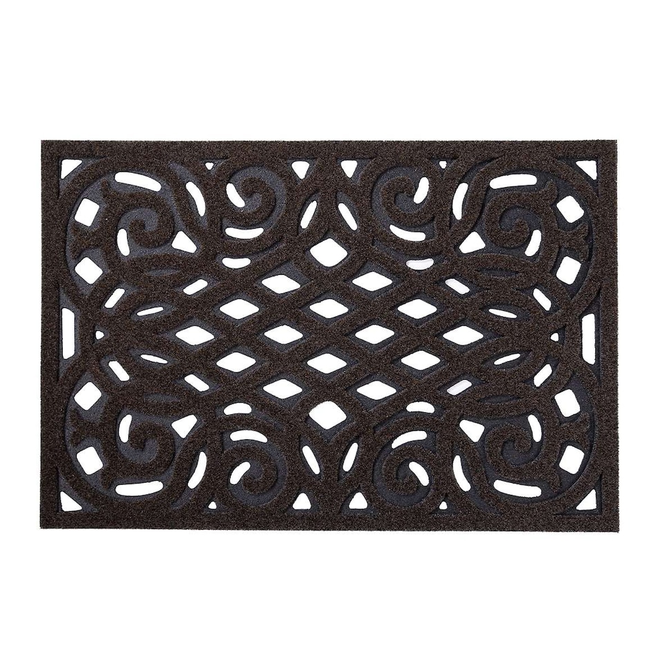 image 1 of Nicoman Victorian Style Rubber Outdoor Door Mat Brown 60 x 40cm | Brown | 61 x 41cm