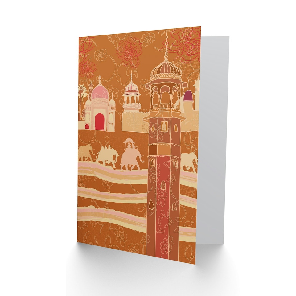image 1 of Jaipur India Abstract Cityscape Elephant Festival Greeting Card