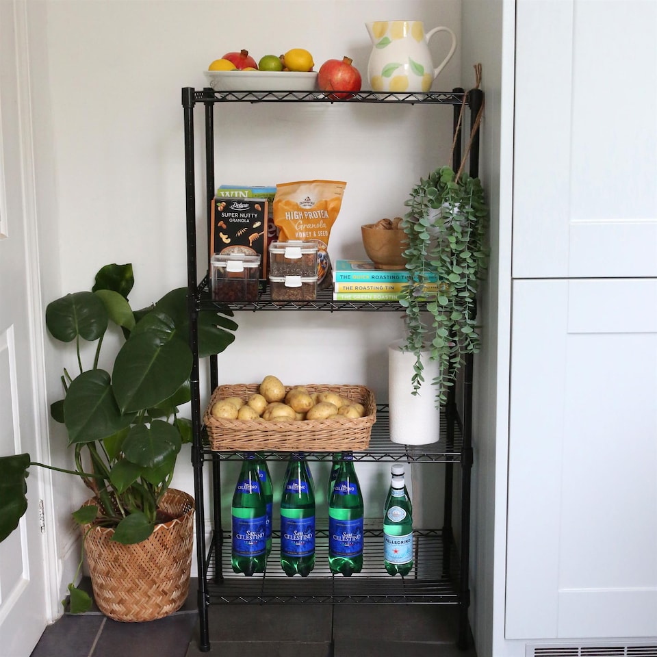 image 1 of Harbour Housewares Adjustable Wire Shelving Units - 6 Tier - Black - Set of 2