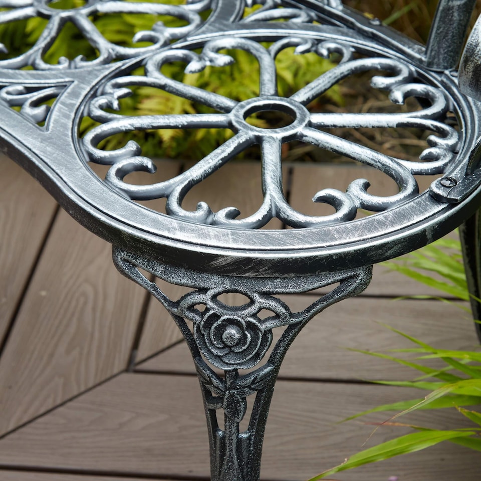 image 1 of Cast Aluminium Garden Bench Metal Frame 2 Seater Patio Chair Outdoor Seating | Grey