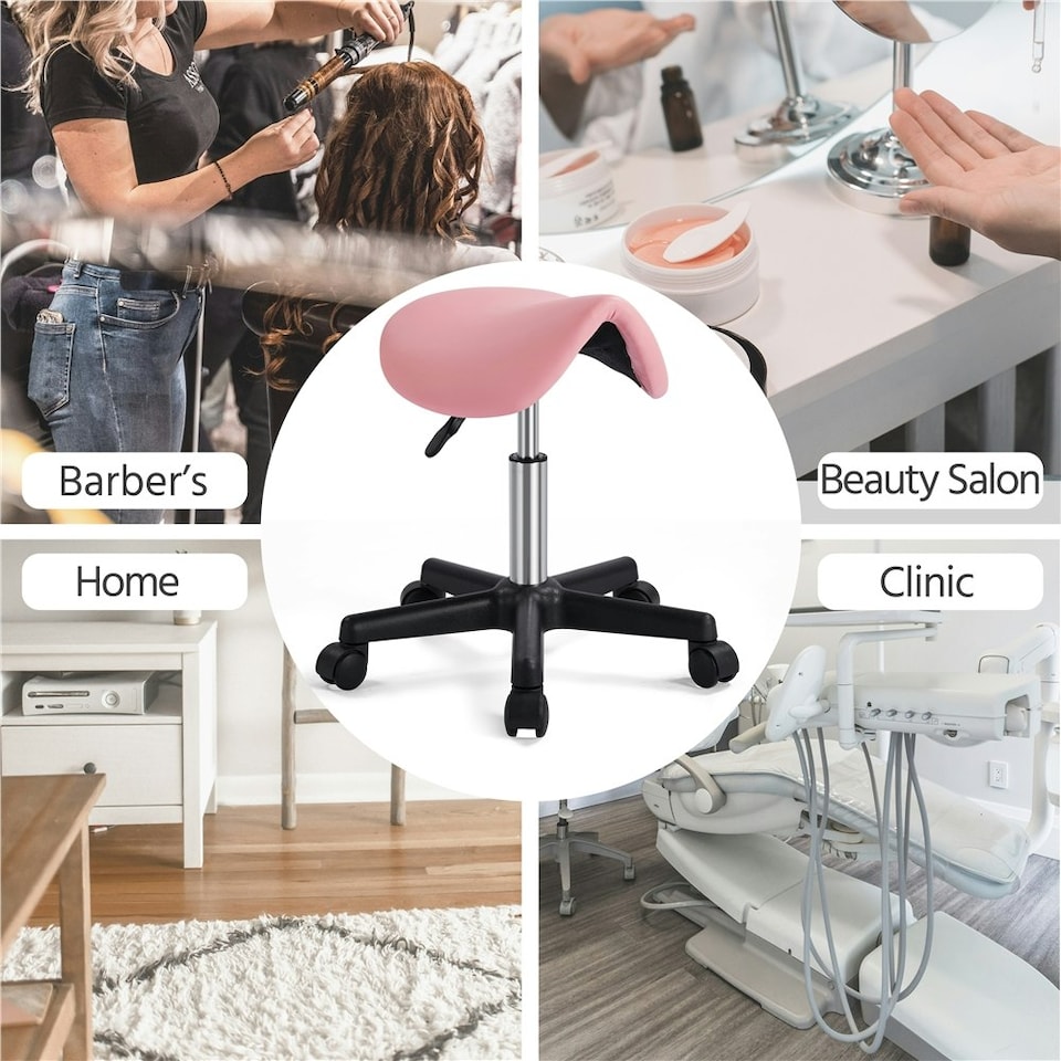 image 1 of Yaheetech Adjustable Salon Chair for Massage Pink