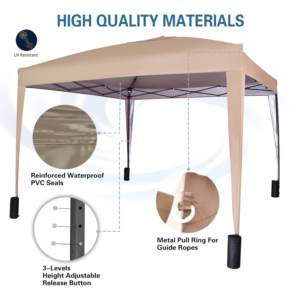 image 1 of MCC Direct Gazebo 3x3 Pop up with Sides Beige | Cream | Beige