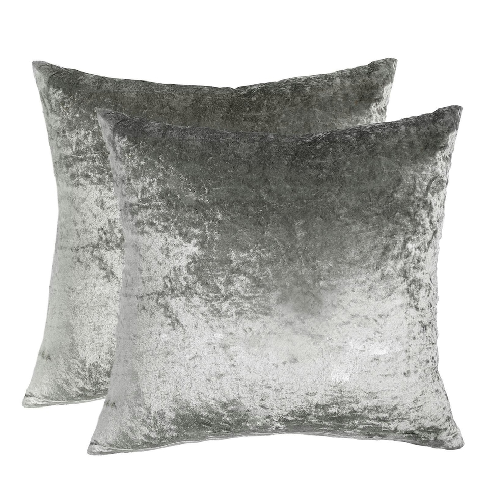 image 1 of OHS 2 x Luxury Plain Crushed Velvet Cushion Covers, 45x45cm - Silver