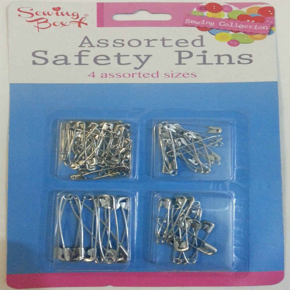 image 1 of 80 SAFETY PINS SILVER Assorted Sizes PACK Small Medium Large Sewing Crafts