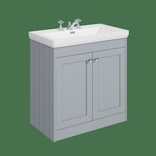 Balterley Floor Standing 2 Door Unit with Classic Basin 3 Tap Hole | Grey | 800 x 800 x 453mm