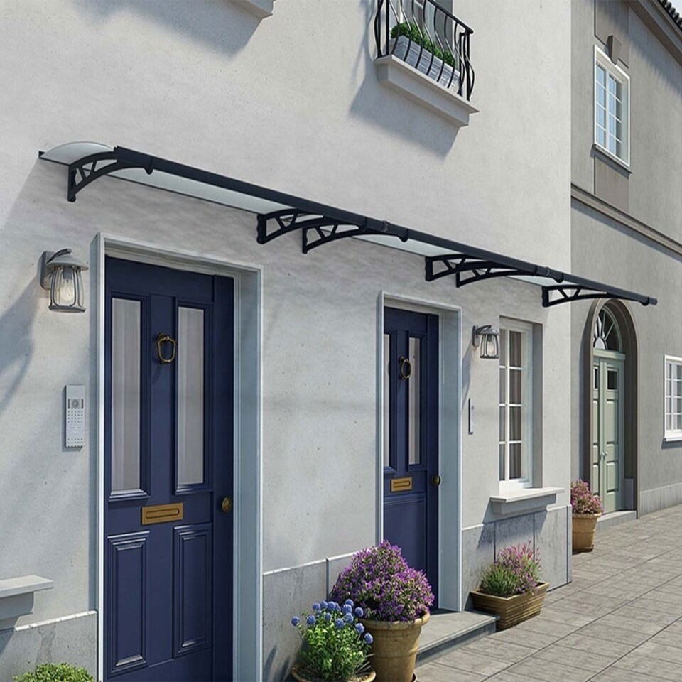 image 1 of Patio Cover Altair Door Awning Canopy 4500 Clear - Acrylic - L453.5 x W91.5 x H17.5 cm - Grey Grey