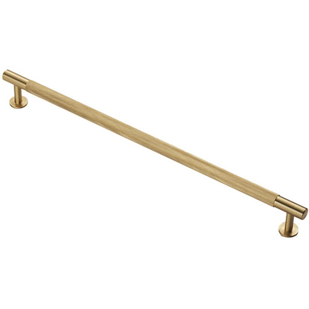 Loops Knurled Bar Door Pull Handle - 350mm x 13mm - 320mm Centres - Satin Brass in Metallics