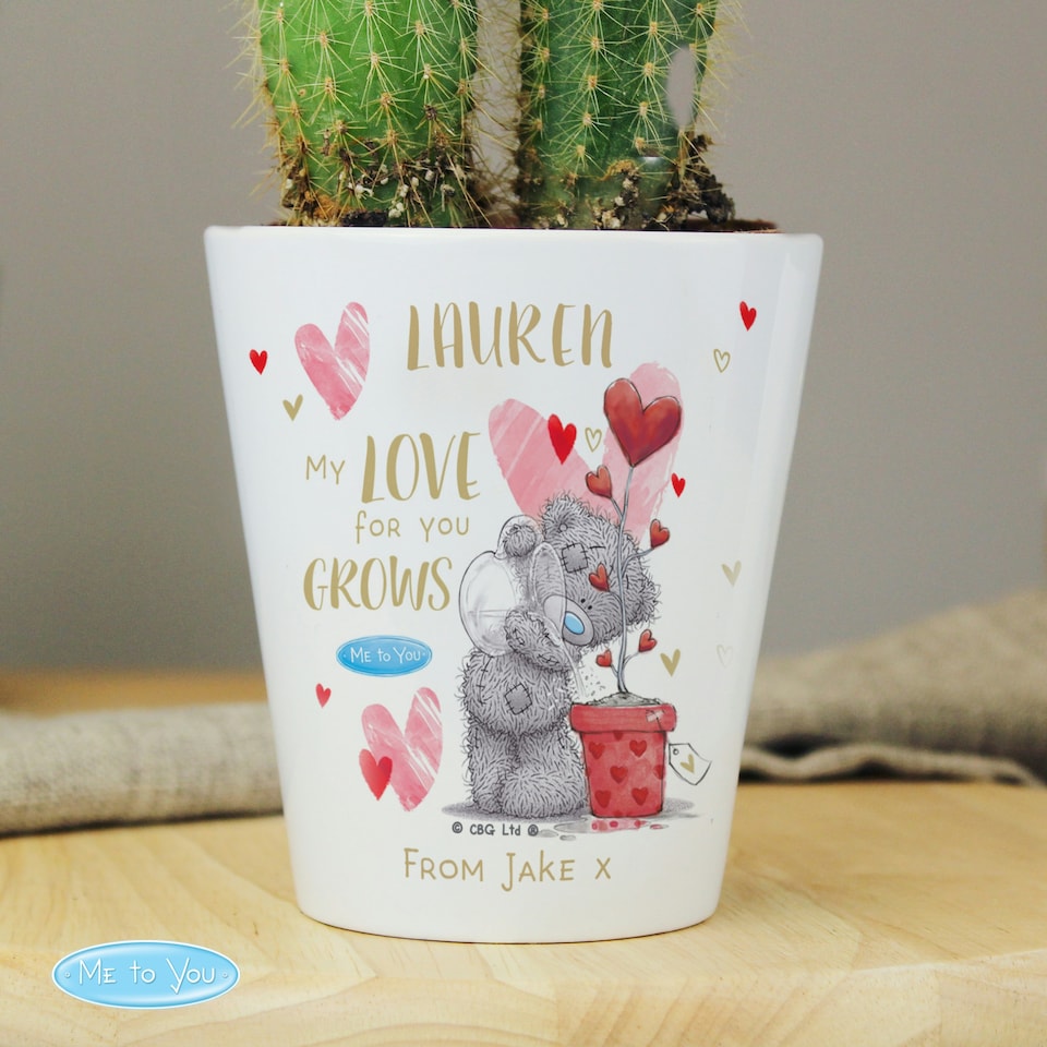 image 1 of Personalised Me To You Love Grows Plant Pot | White