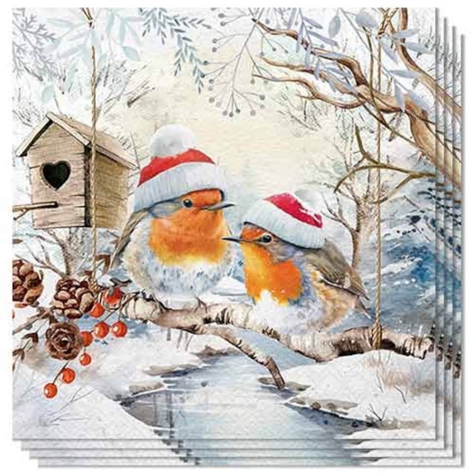 Traditional Robin in Winterland Christmas Paper Luncheon Napkins 3 Ply 33cm - Pack of 20 Multi
