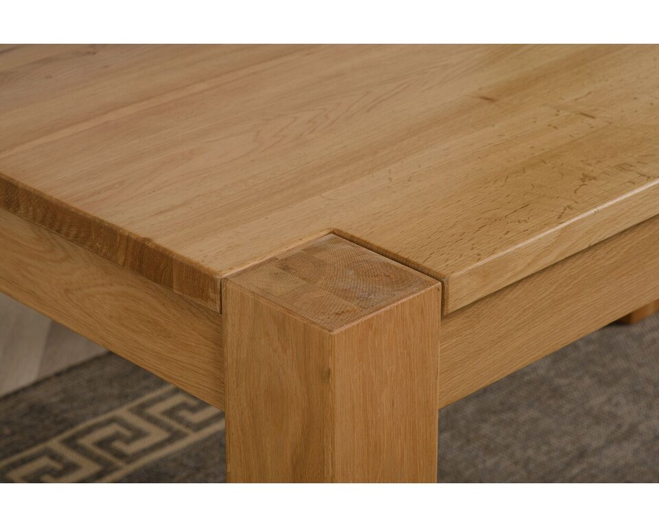 image 1 of Kuba 150 x 85 cm Chunky Medium Oak Dining Table and 4 Montana Fabric Chairs | Black | Black