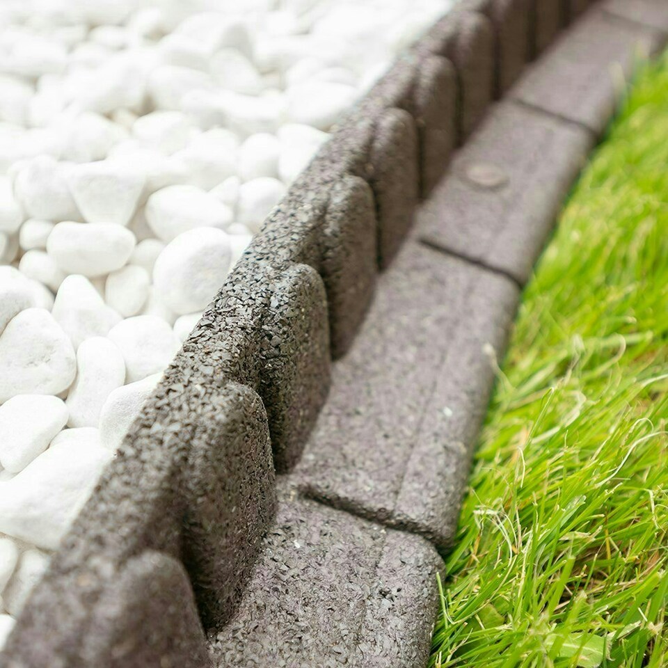 image 1 of 1.2m Lawn Edge Border Recycled Rubber in Earth Brown
