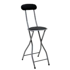 Black Padded Folding High Chair Breakfast Kitchen Bar Stool Seat | Black
