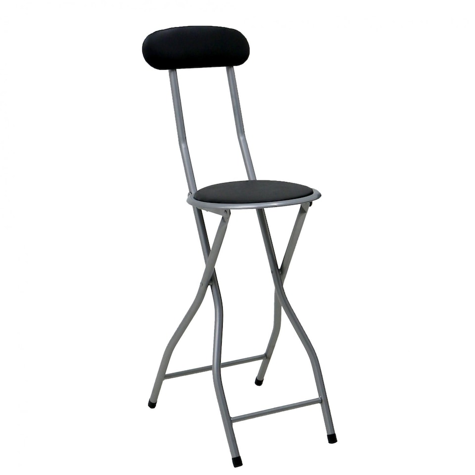 image 1 of Black Padded Folding High Chair Breakfast Kitchen Bar Stool Seat | Black