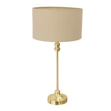 ValueLights Maggie Gold Candlestick Table Lamp Cream Shade and Bulb