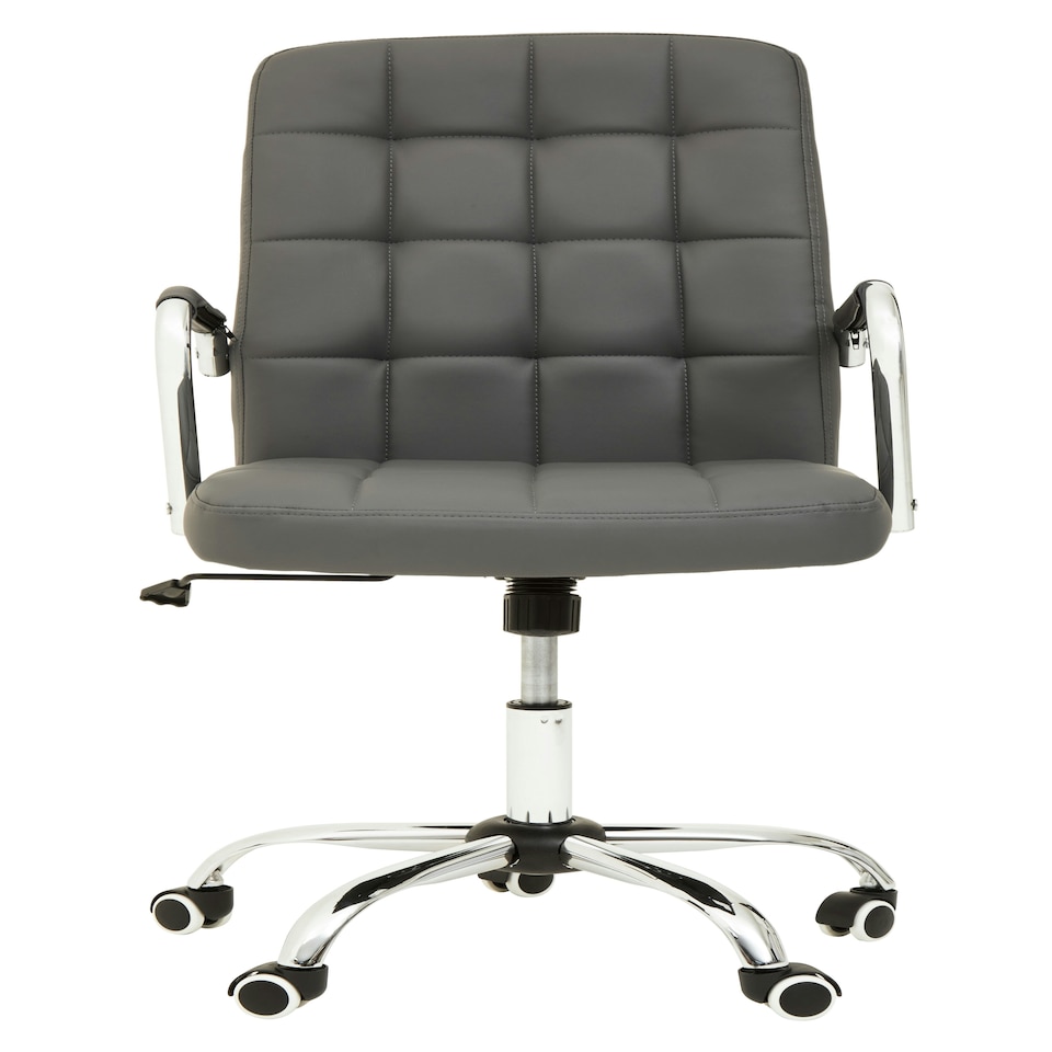image 1 of Interiors by Premier Brent Grey Leather Effect And Chrome Home Office Chair