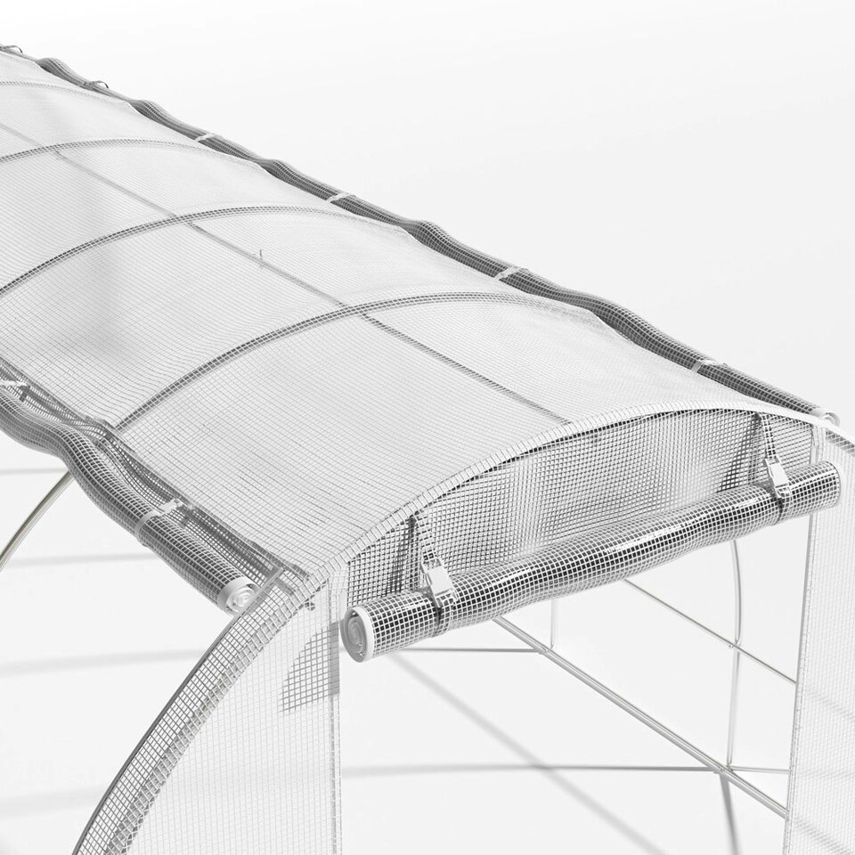 image 1 of Living and Home Outdoor Walk-in Tunnel Greenhouse with Steel Frame - White