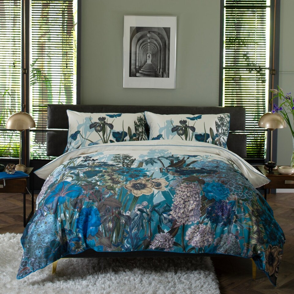 image 1 of Luxury Tivoli Bedding 100% Cotton Modern Design Blue | Blue | King