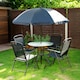 image 9 of Outsunny 6 Piece Garden Dining Set with Umbrella, Patio Sets with Parasol with 4 Folding Dining Chairs & Round Tempered Glass Table, Black